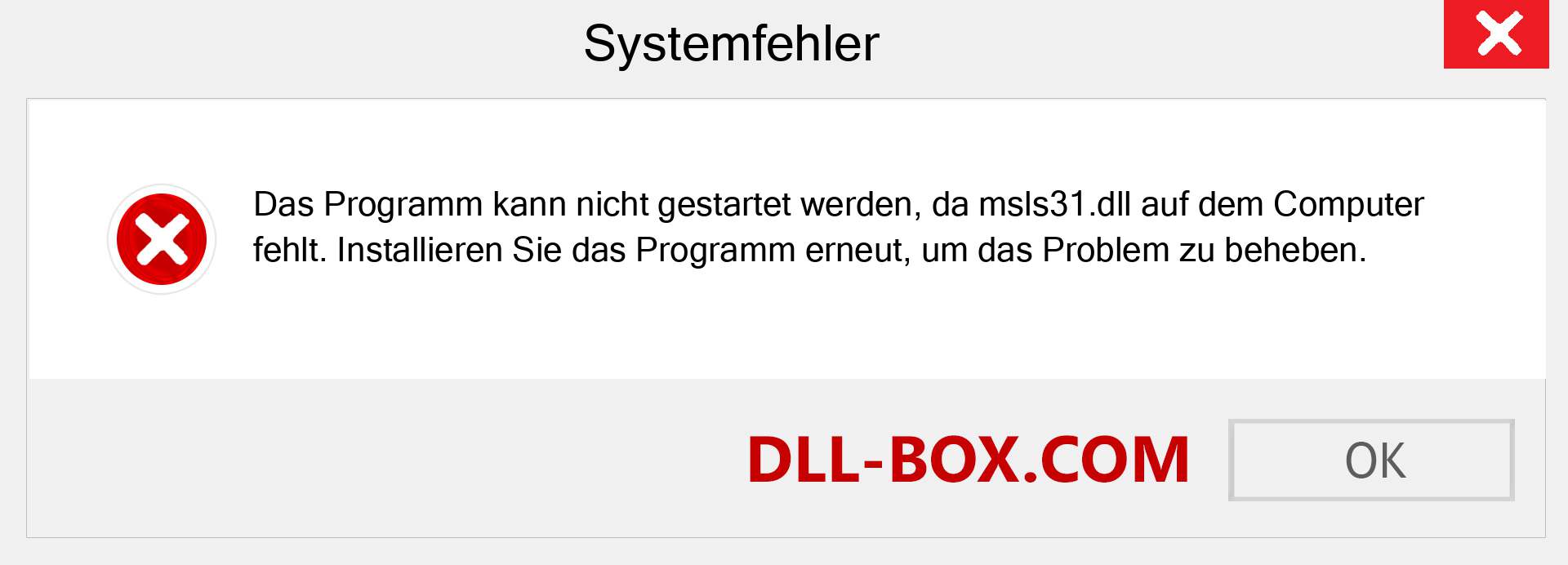 msls31.dll-Datei fehlt?. Download für Windows 7, 8, 10 - Fix msls31 dll Missing Error unter Windows, Fotos, Bildern