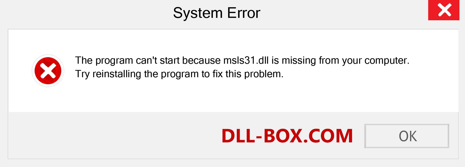  msls31.dll file is missing?. Download for Windows 7, 8, 10 - Fix  msls31 dll Missing Error on Windows, photos, images